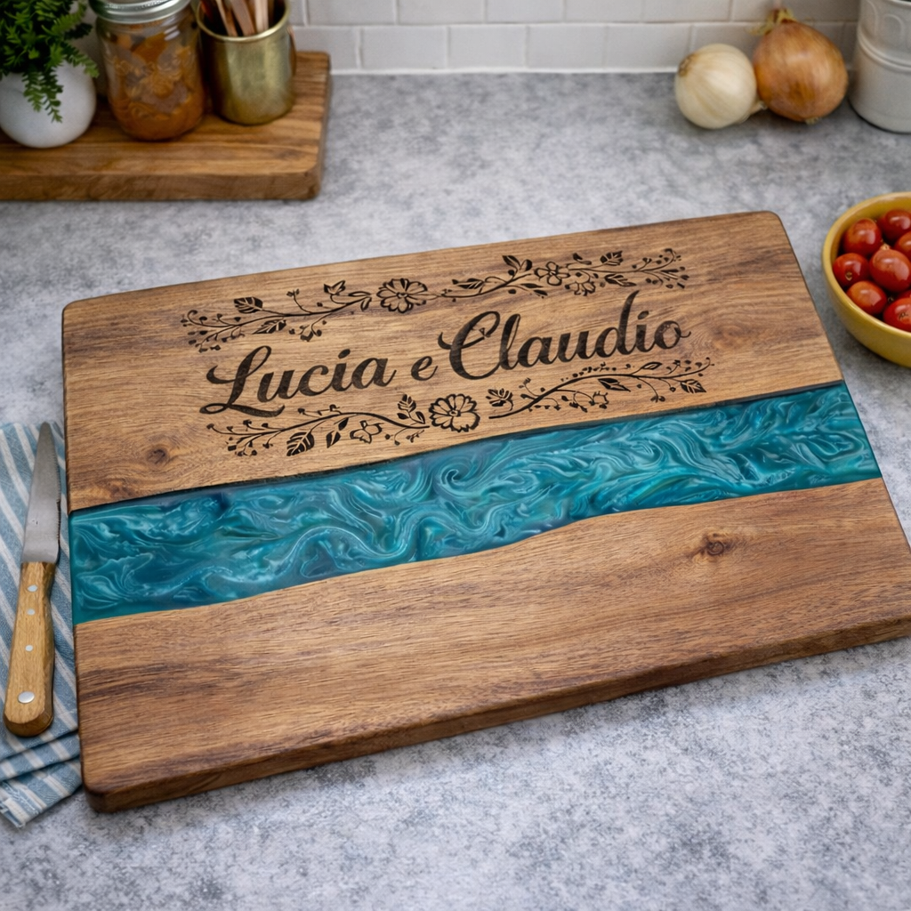 Tagliere rettangolare in Legno di acacia e Resina-  46.0*22.99cm